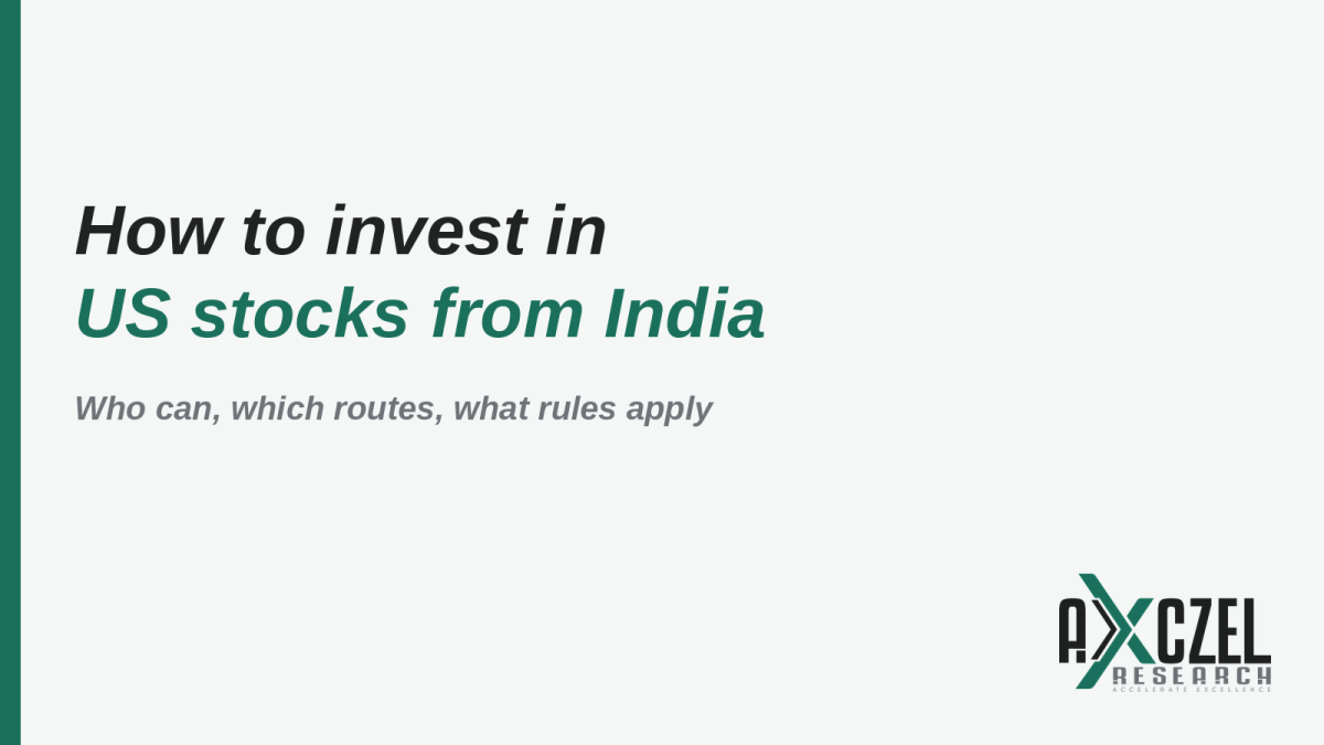 How to invest in US stocks from India: cover graphic with AXCZEL Research logo